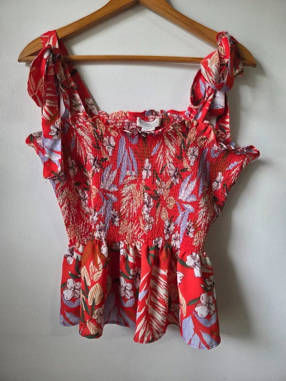 NWT RACHEL ZOE RED FLORAL SMOCKED TANK TOP SIZE M